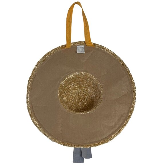 Easter Bonnet Door Decorative Wreath Spring Summer Straw Hat Floral Accents Bow - Picture 2 of 12